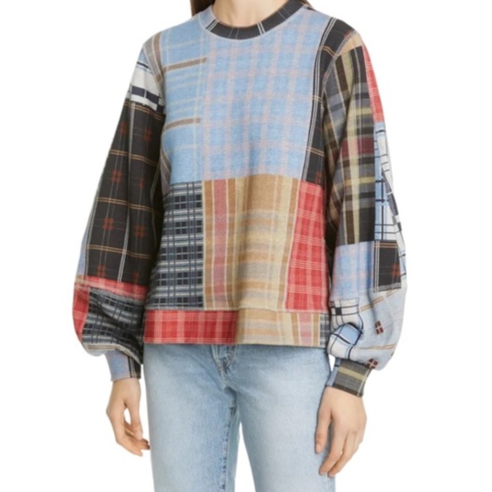 Ganni Isoli Plaid Print Sweatshirt